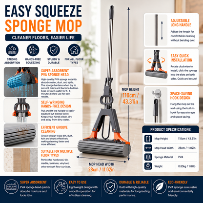 Multi-Purpose Foldable Floor Cleaning Squeeze Mop Wiper