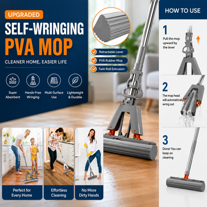 Multi-Purpose Foldable Floor Cleaning Squeeze Mop Wiper
