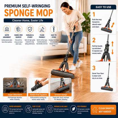 Multi-Purpose Foldable Floor Cleaning Squeeze Mop Wiper