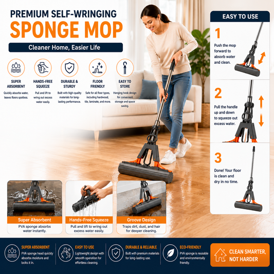Multi-Purpose Foldable Floor Cleaning Squeeze Mop Wiper